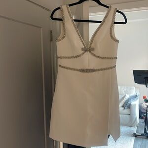 NWT Self-Portrait Bonded Crepe Mini Dress in White